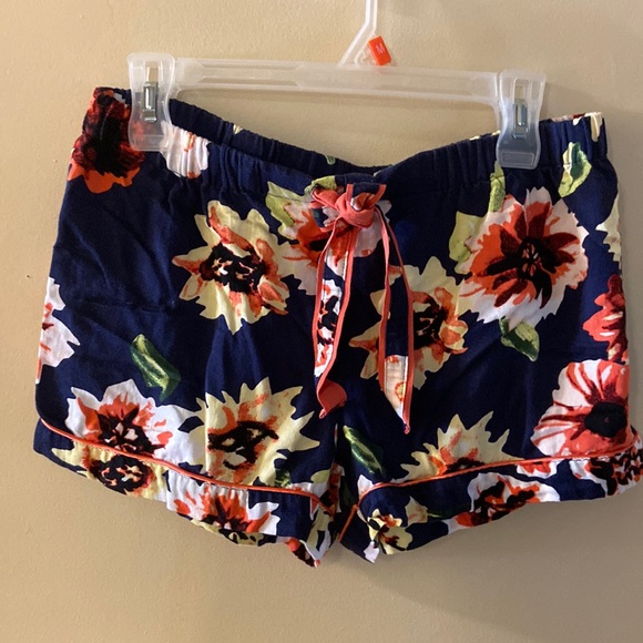 Joe Fresh blue with orange flowers pj shorts - size medium - Picture 1 of 7